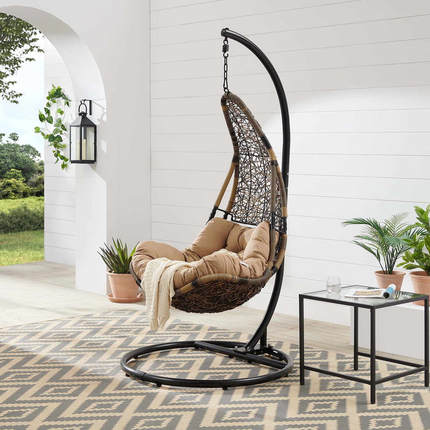 Abate Outdoor Patio Swing Chair With Stand by Modway — Lexmod