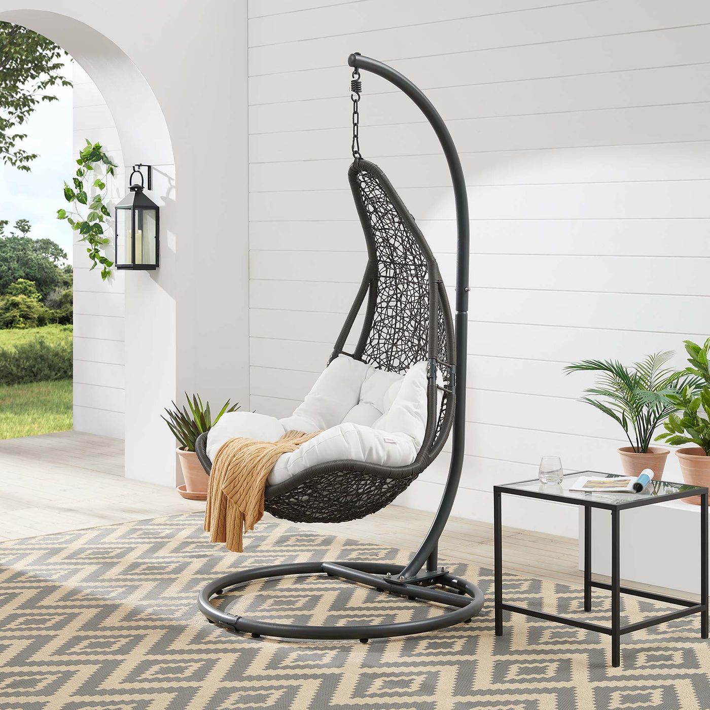 Abate Outdoor Patio Swing Chair With Stand by Modway — Lexmod