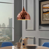 Dimple 11" Bell-Shaped Rose Gold Pendant Light by Modway