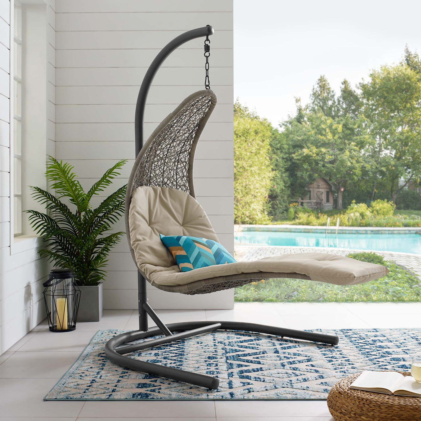 Landscape Hanging Chaise Lounge Outdoor Patio Swing Chair by