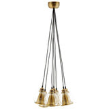 Peak Brass Cone and Glass Globe Cluster Pendant Chandelier by Modway