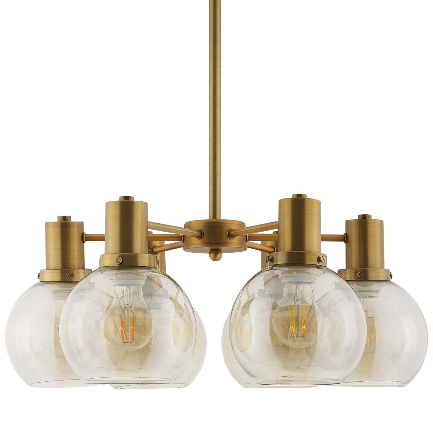 Resound Amber Glass And Brass Pendant Chandelier by Modway