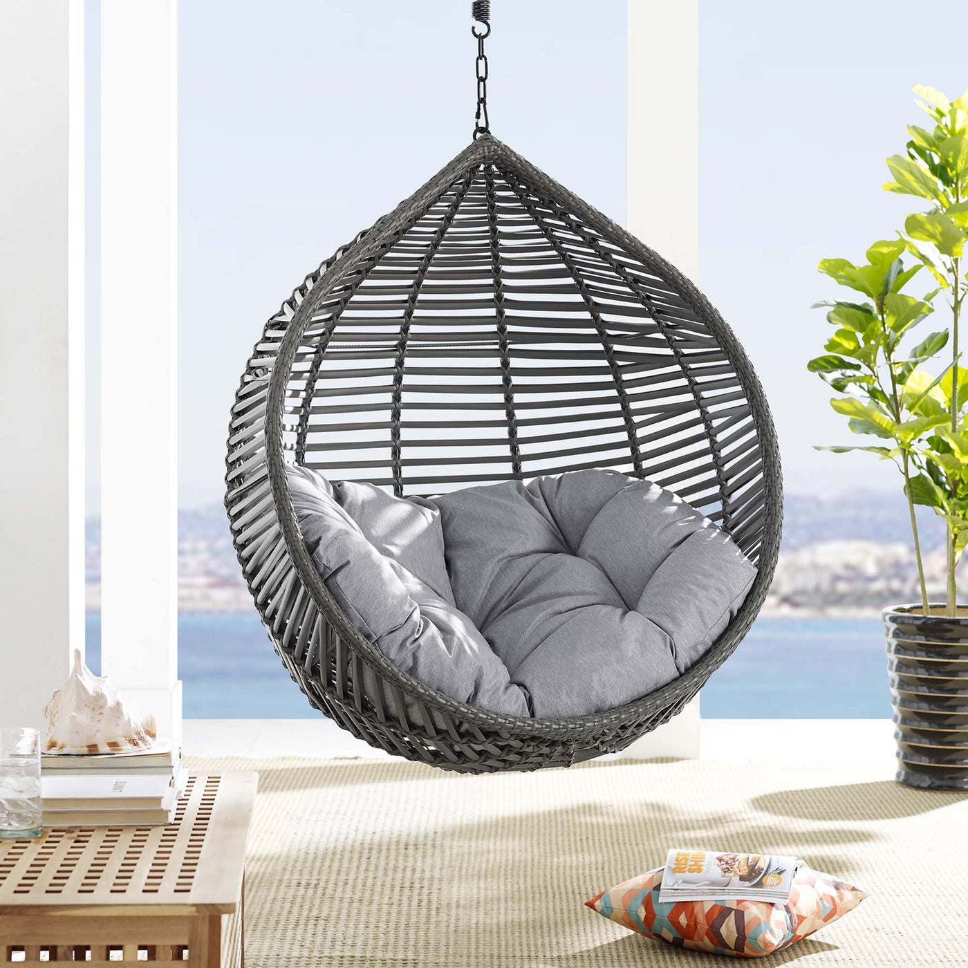Single Wicker Patio Swings Balcony Single Garden Swing Single