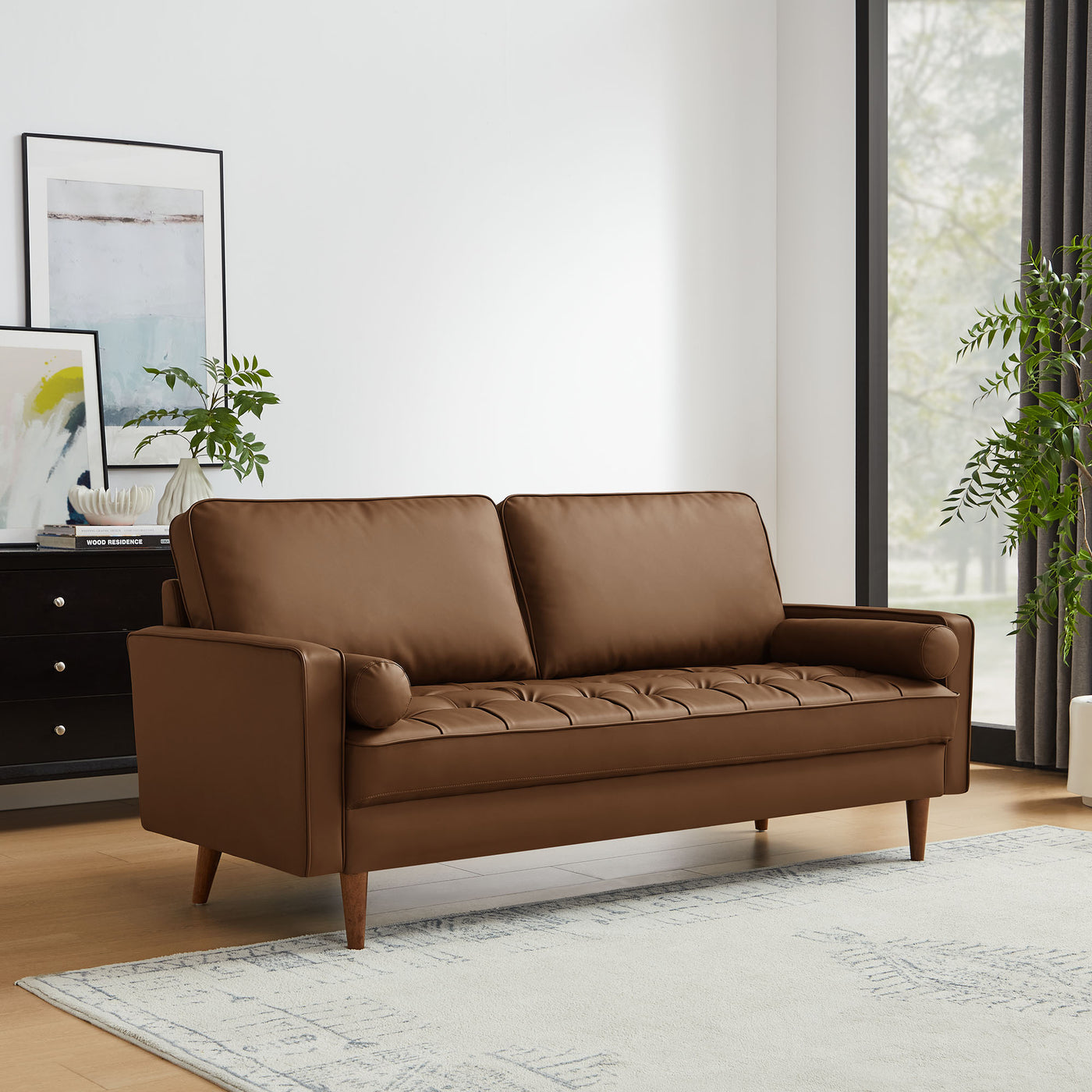 Valour Tufted Vegan Leather Sofa - Thumbnail 3