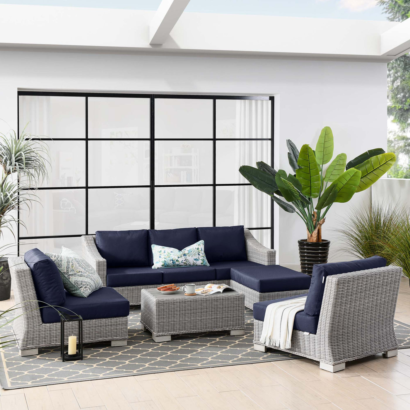 Modway Conway Outdoor Patio Wicker Rattan Furniture Set - Thumbnail 5