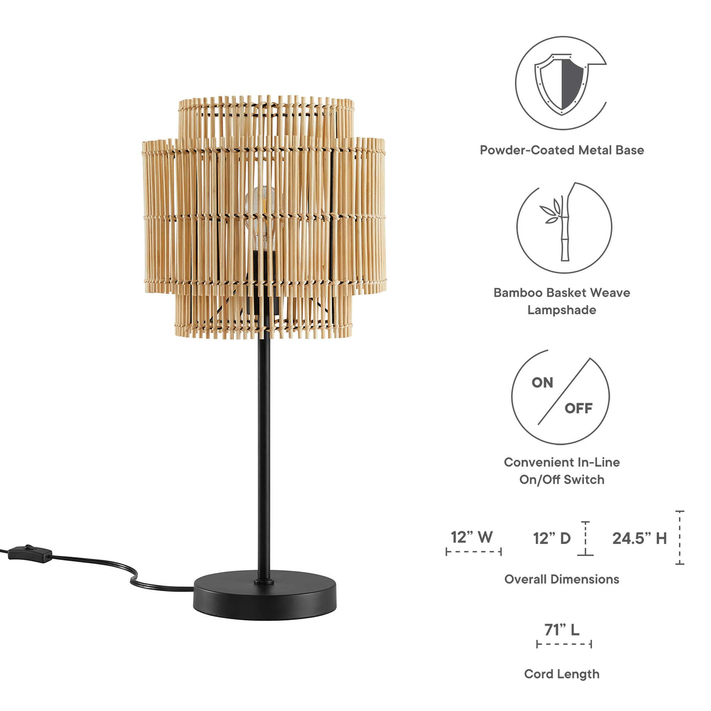 Nourish Bamboo Table Lamp by Modway