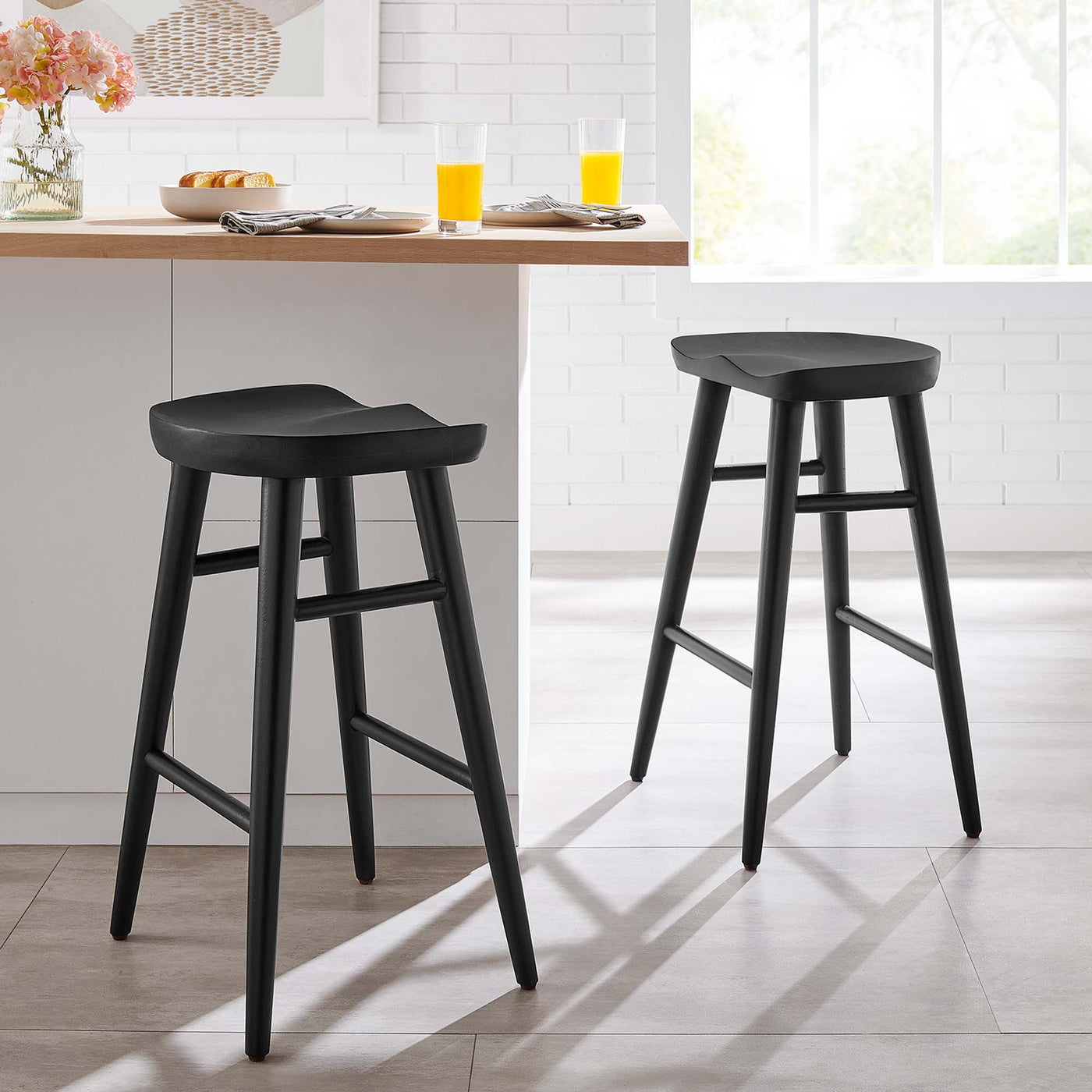 Saville Backless Wood Counter Stools Set of by Modway — Lexmod