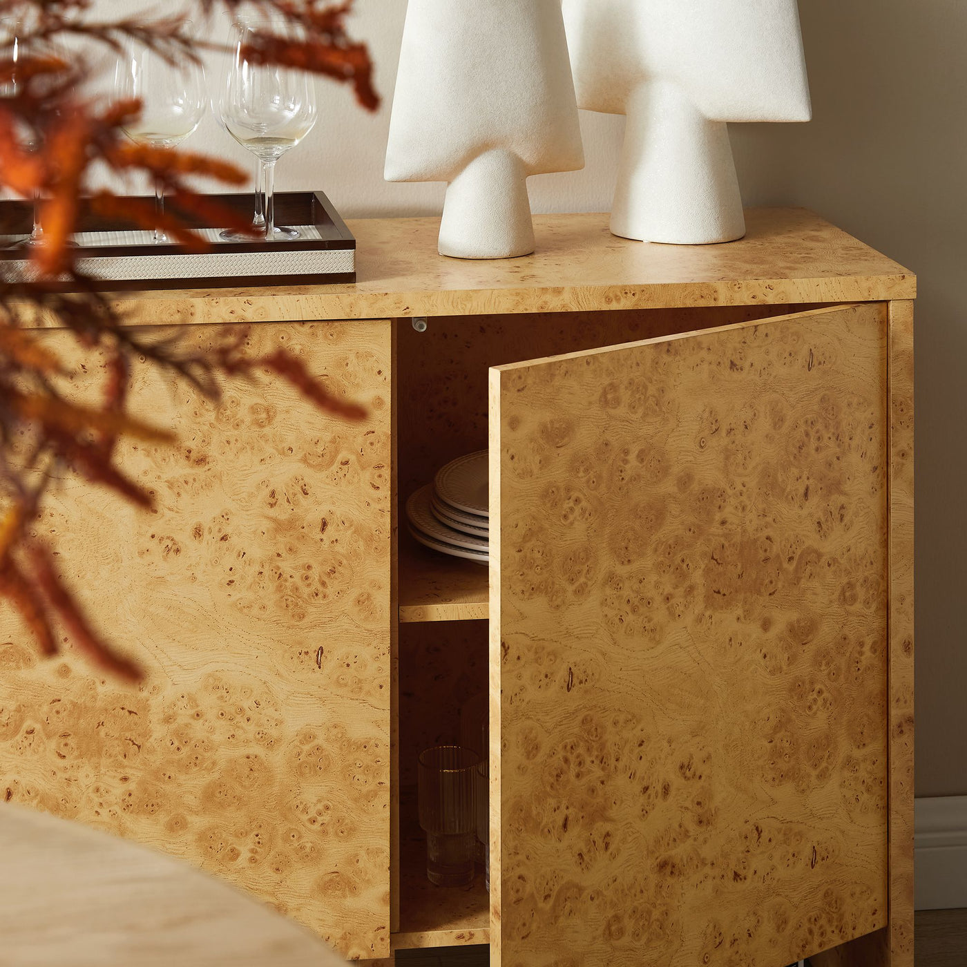 Hudson  60" Burl Wood  Sideboard