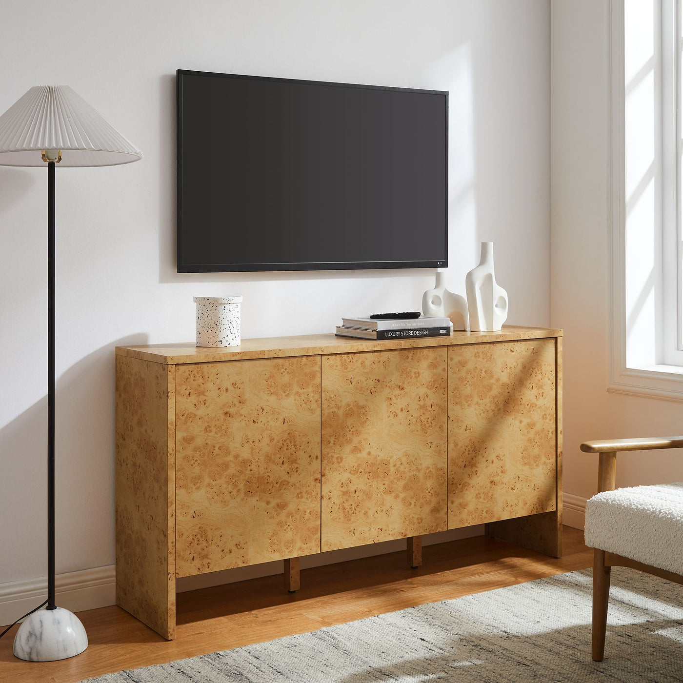 Hudson  60" Burl Wood  Sideboard