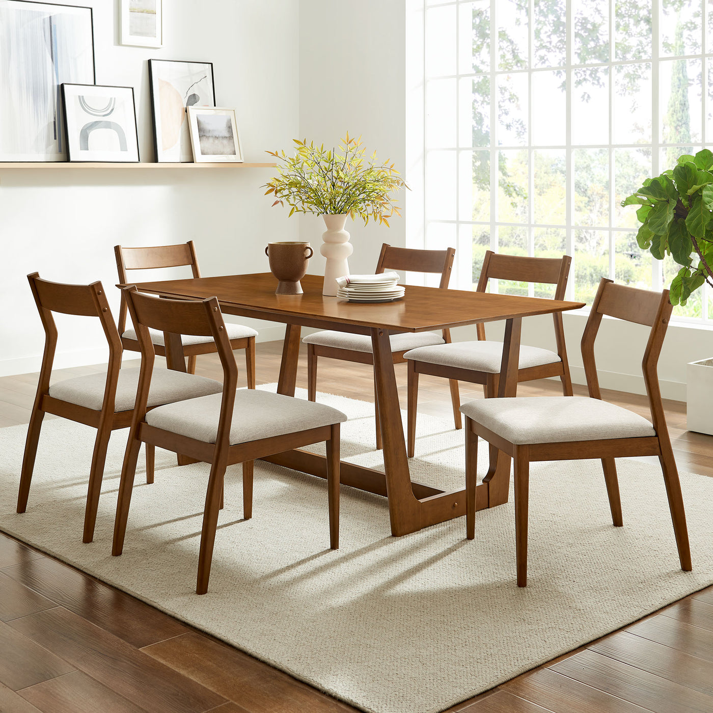 Walnut Heathered Weave Beige / Side Chairs