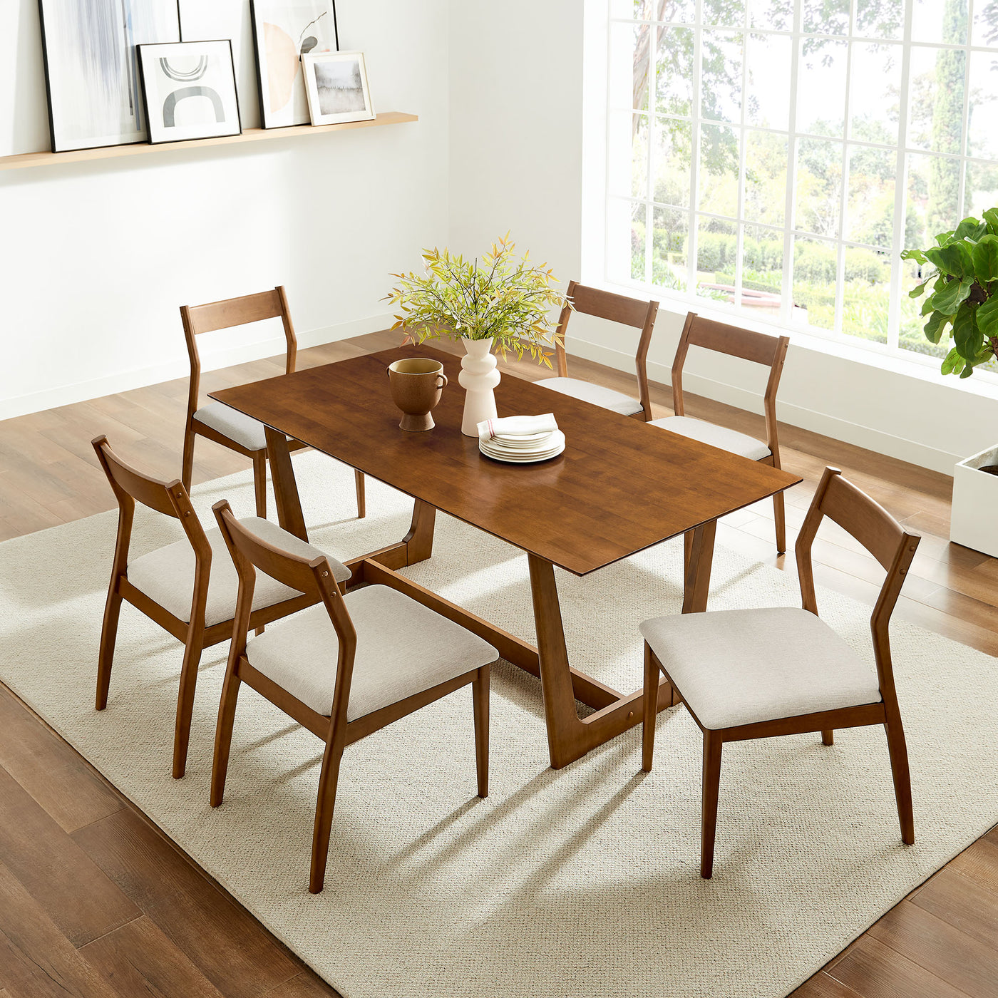 Walnut Heathered Weave Beige / Side Chairs