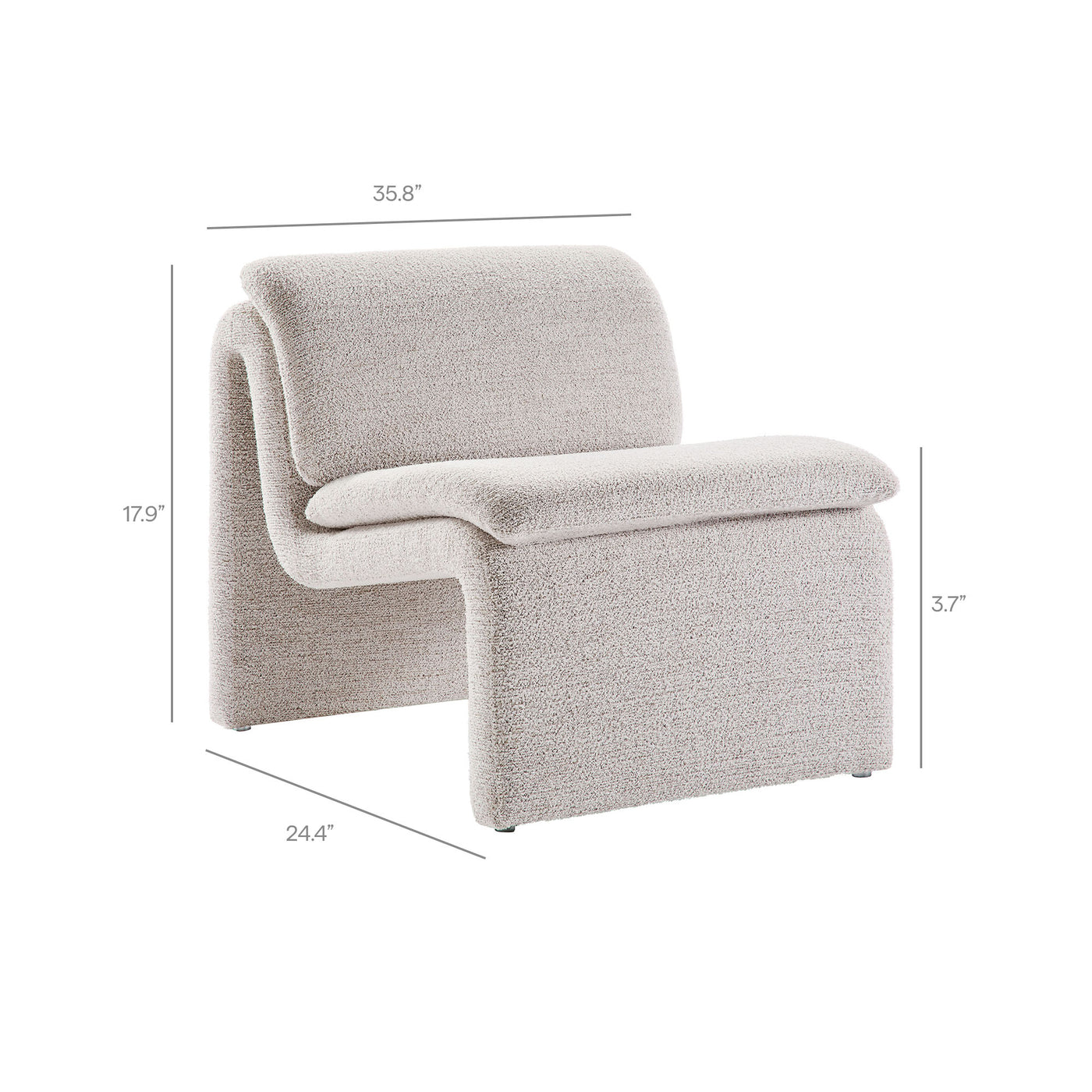 Lume Boucle Upholstered Armless Accent Chair - Thumbnail 4