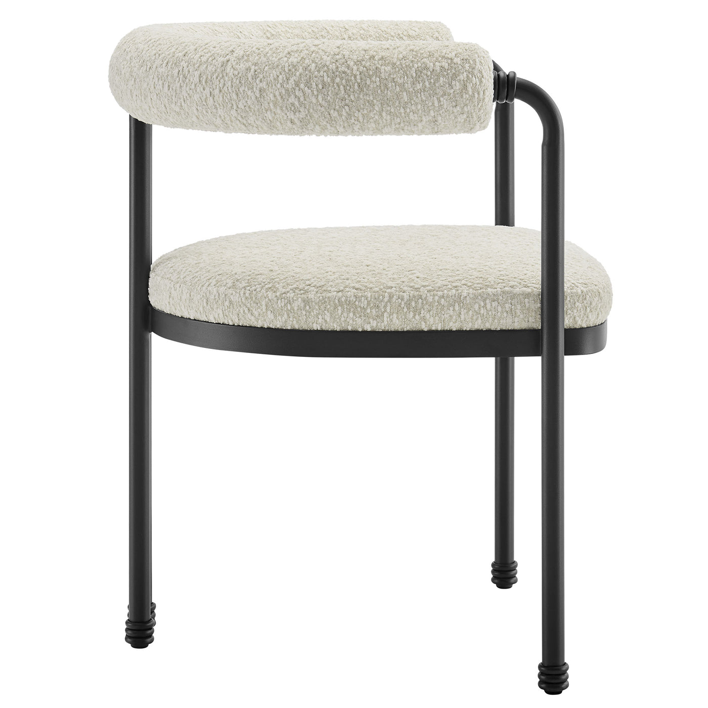Turin Curved Back Boucle and Metal Dining Accent Chair - Thumbnail 4