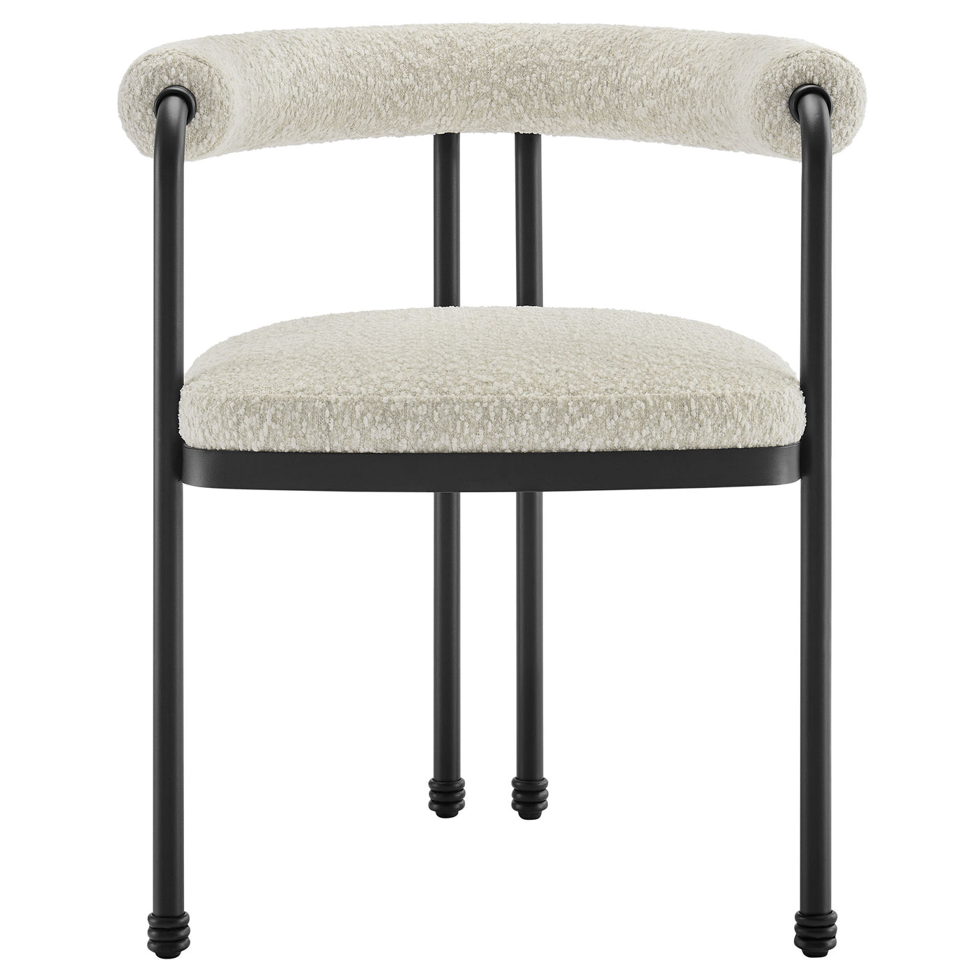 Turin Curved Back Boucle and Metal Dining Accent Chair - Thumbnail 5
