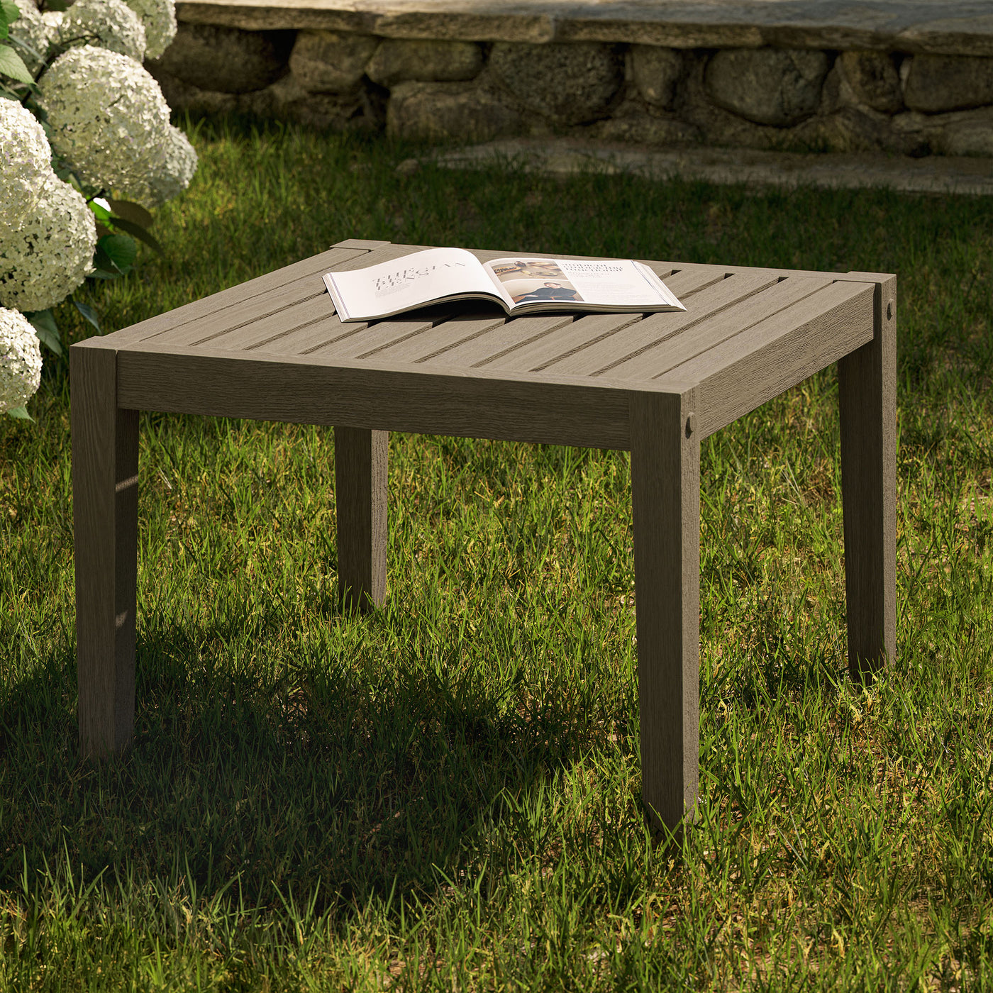 Northlake Square Outdoor Patio Teak Side Table - Thumbnail 4