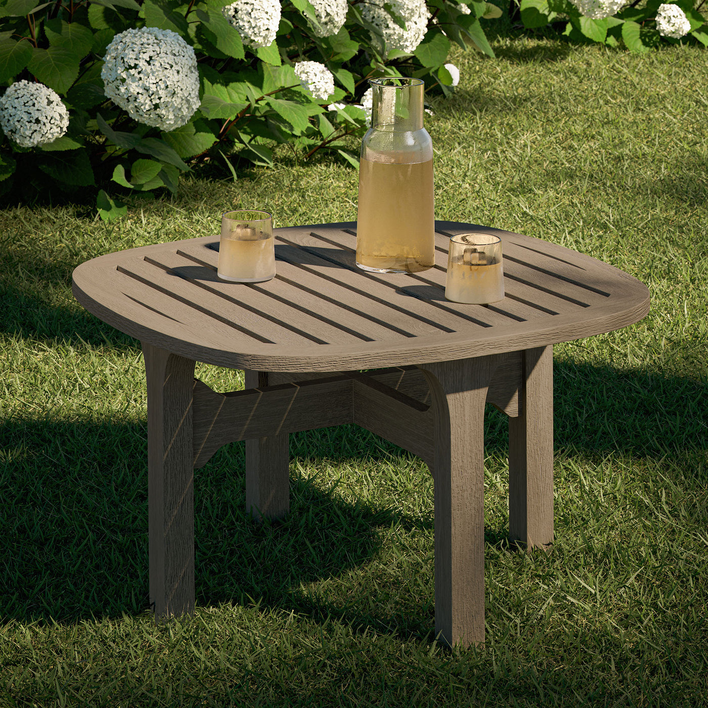 Saratoga Square Outdoor Patio Teak Wood Side Table - Thumbnail 4