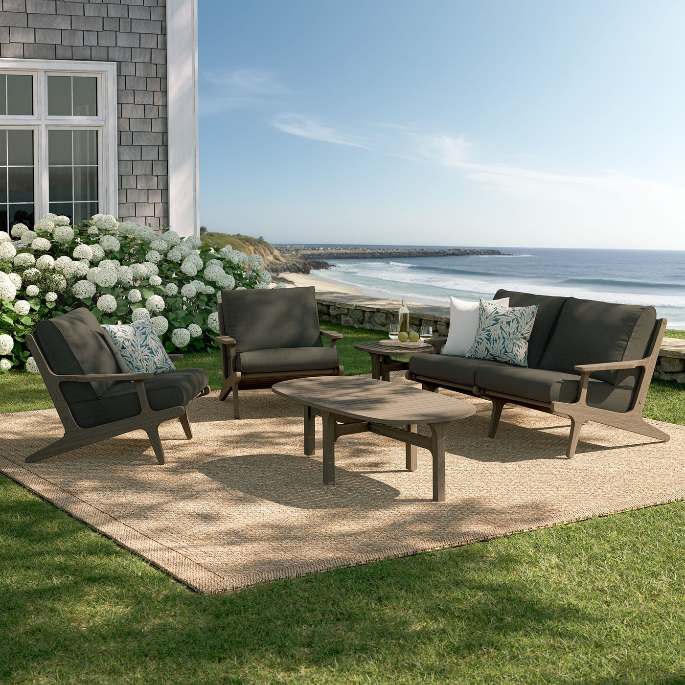 Modway Saratoga Outdoor Patio Teak Wood Furniture Set - Thumbnail 5