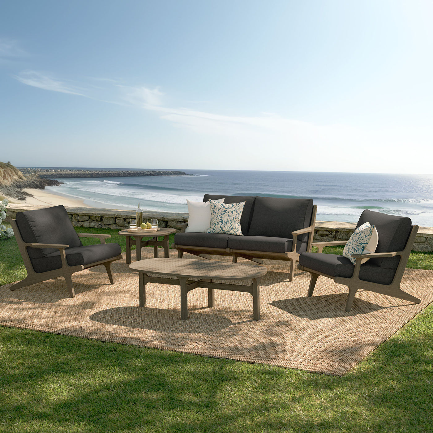 Modway Saratoga Outdoor Patio Teak Wood Furniture Set - Thumbnail 4