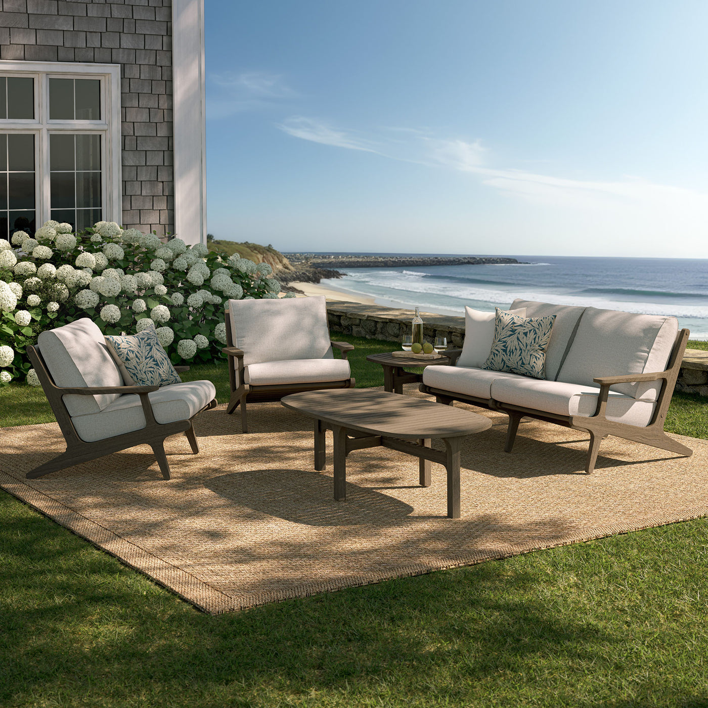 Modway Saratoga Outdoor Patio Teak Wood Furniture Set - Thumbnail 2