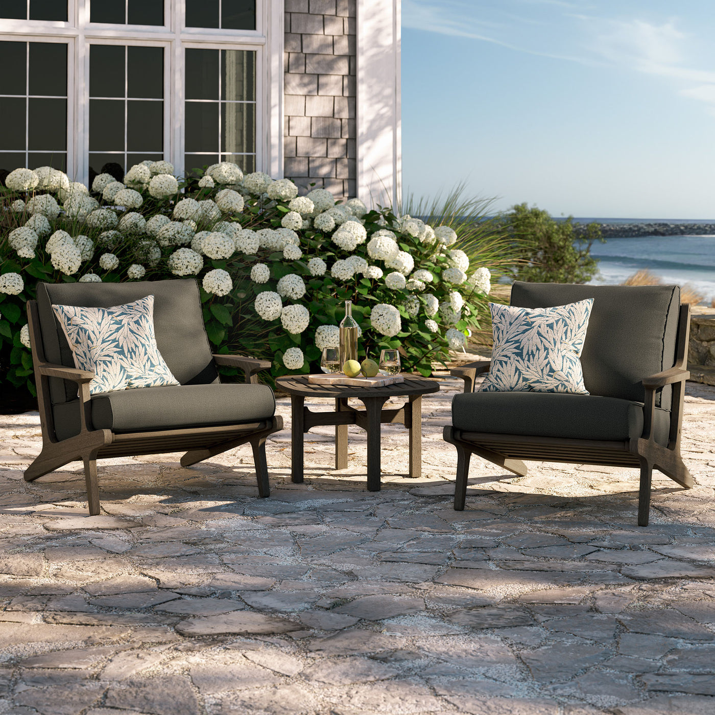 Modway Saratoga Outdoor Patio Teak Wood Furniture Set