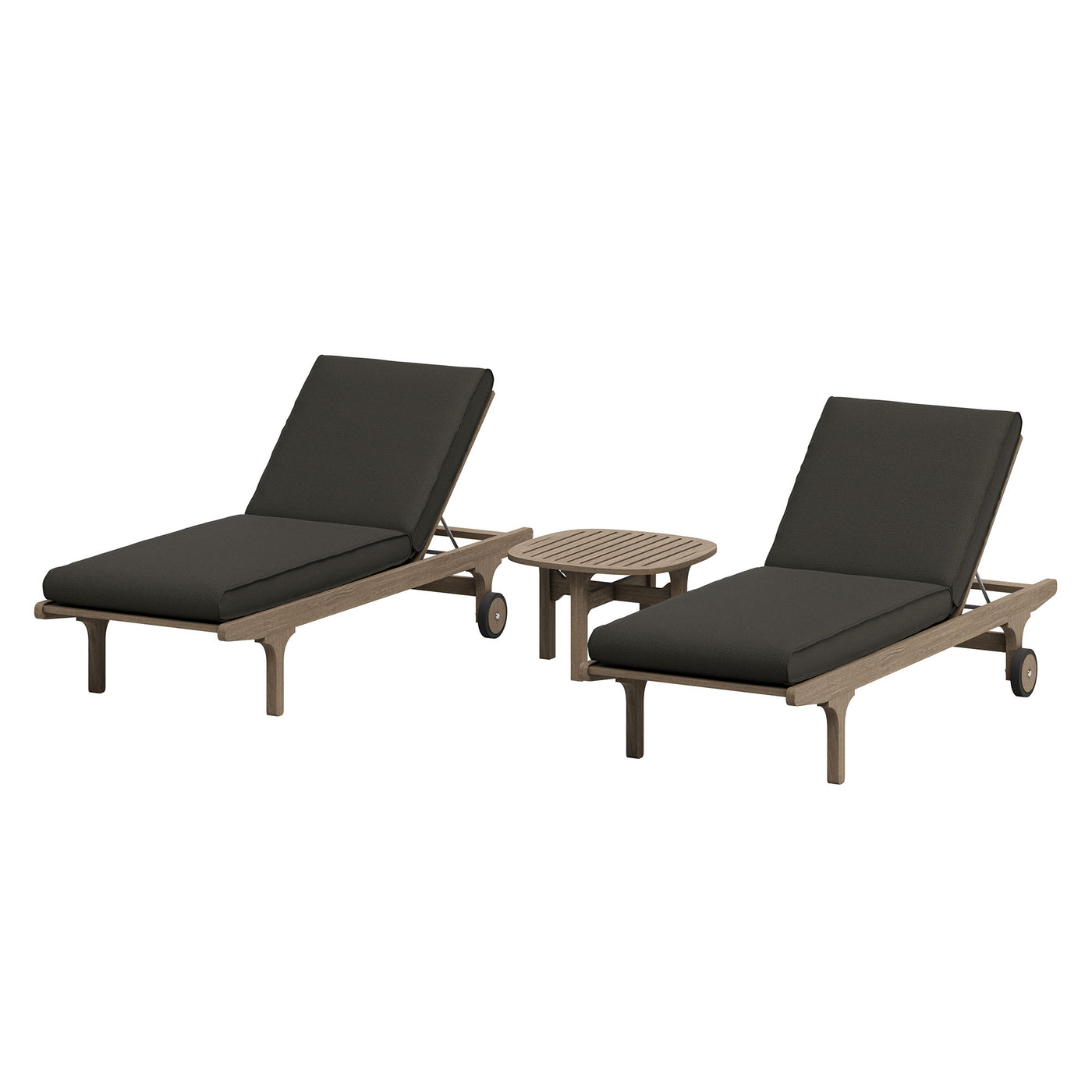Saratoga Outdoor Teak Wood 3-Piece Chaise Lounge Furniture Set - Thumbnail 2