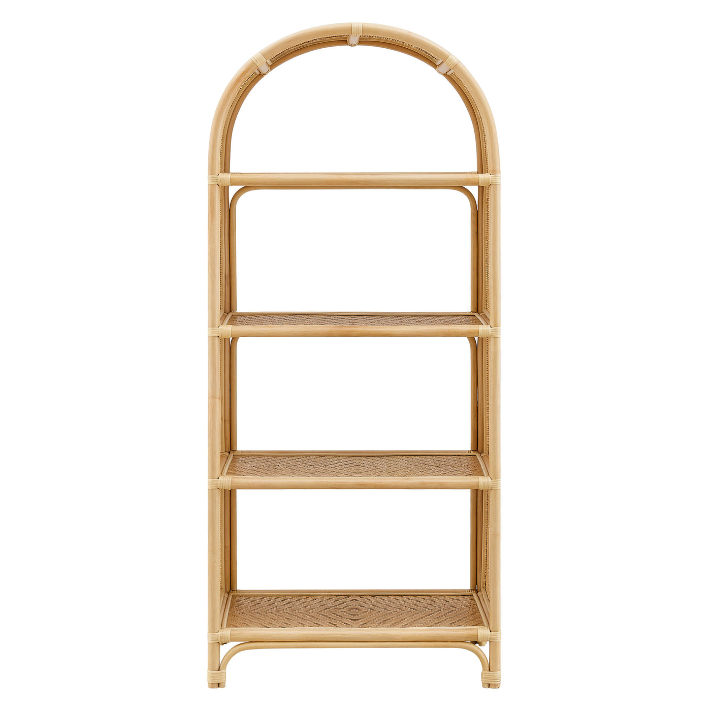 Celeste 67 Inch Tall Arched Natural Rattan Bookshelf