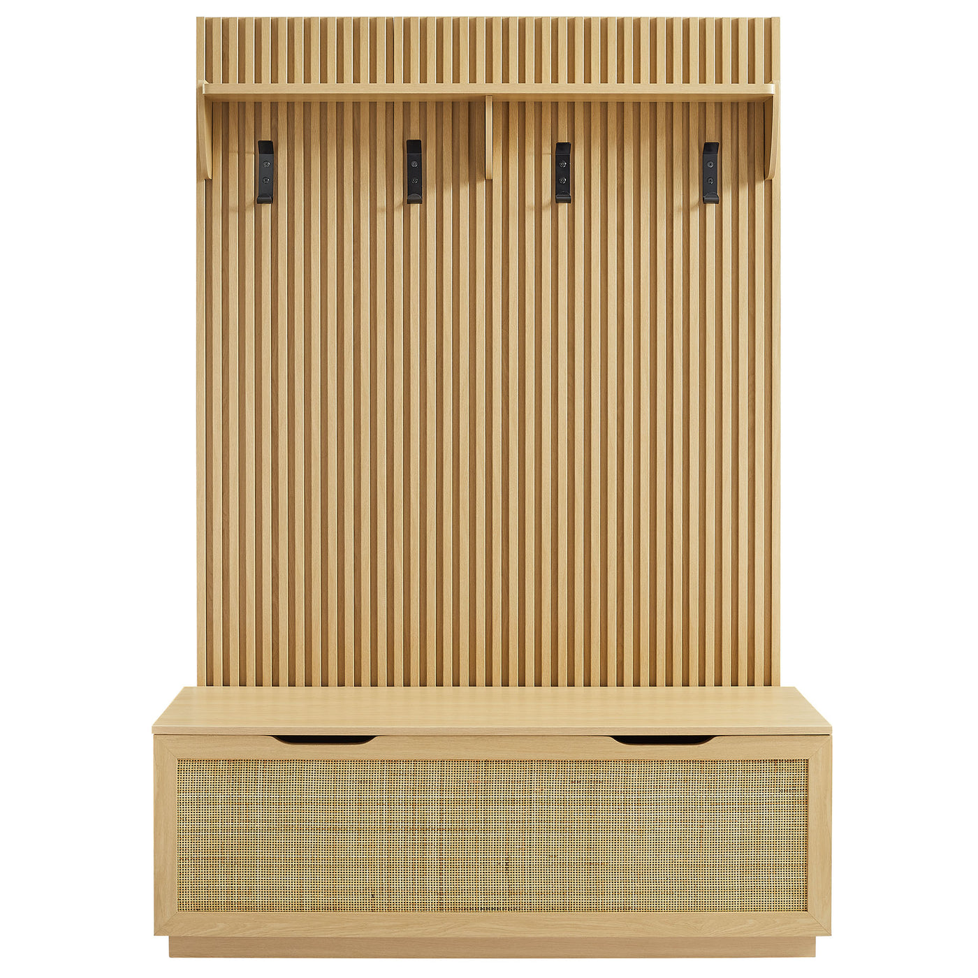 Render Fluted 3-in-1 Hall Tree With Storage Bench and Coat Rack