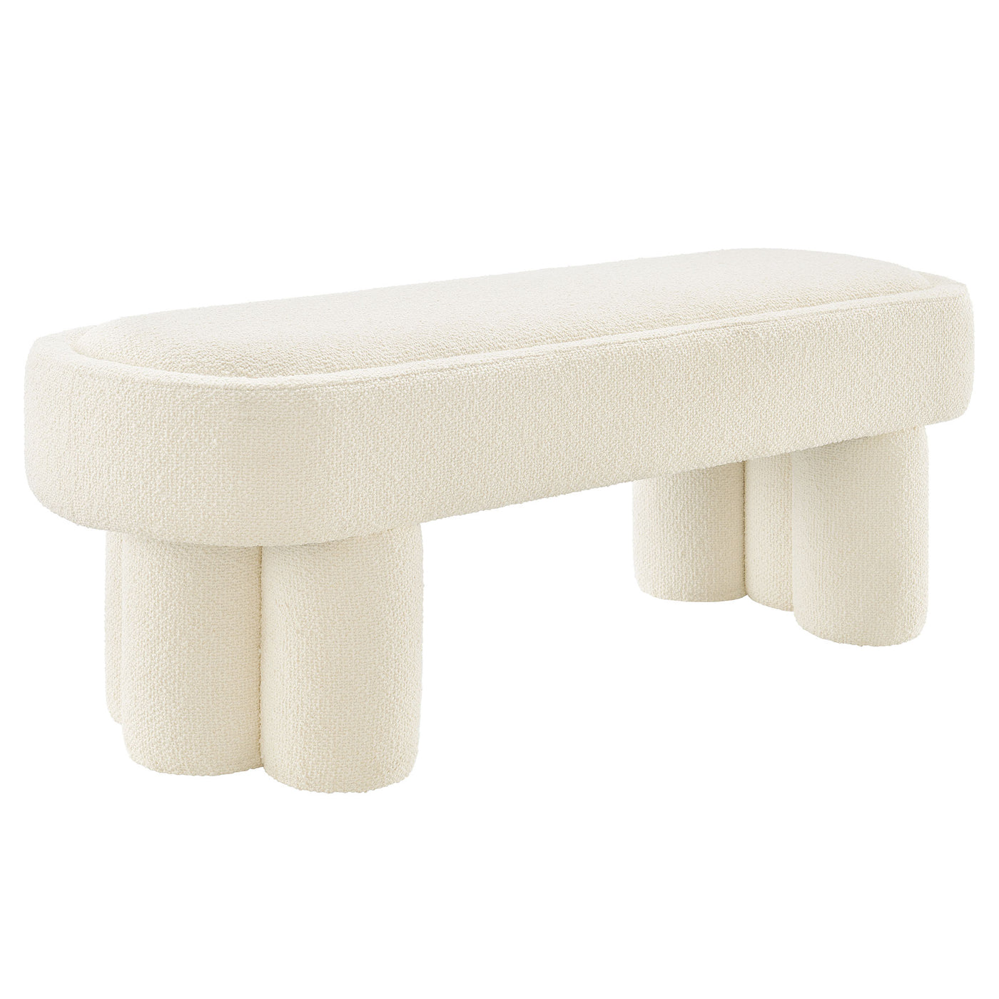 Mossi 52-Inch Oval Boucle Fabric Bench - Thumbnail 4