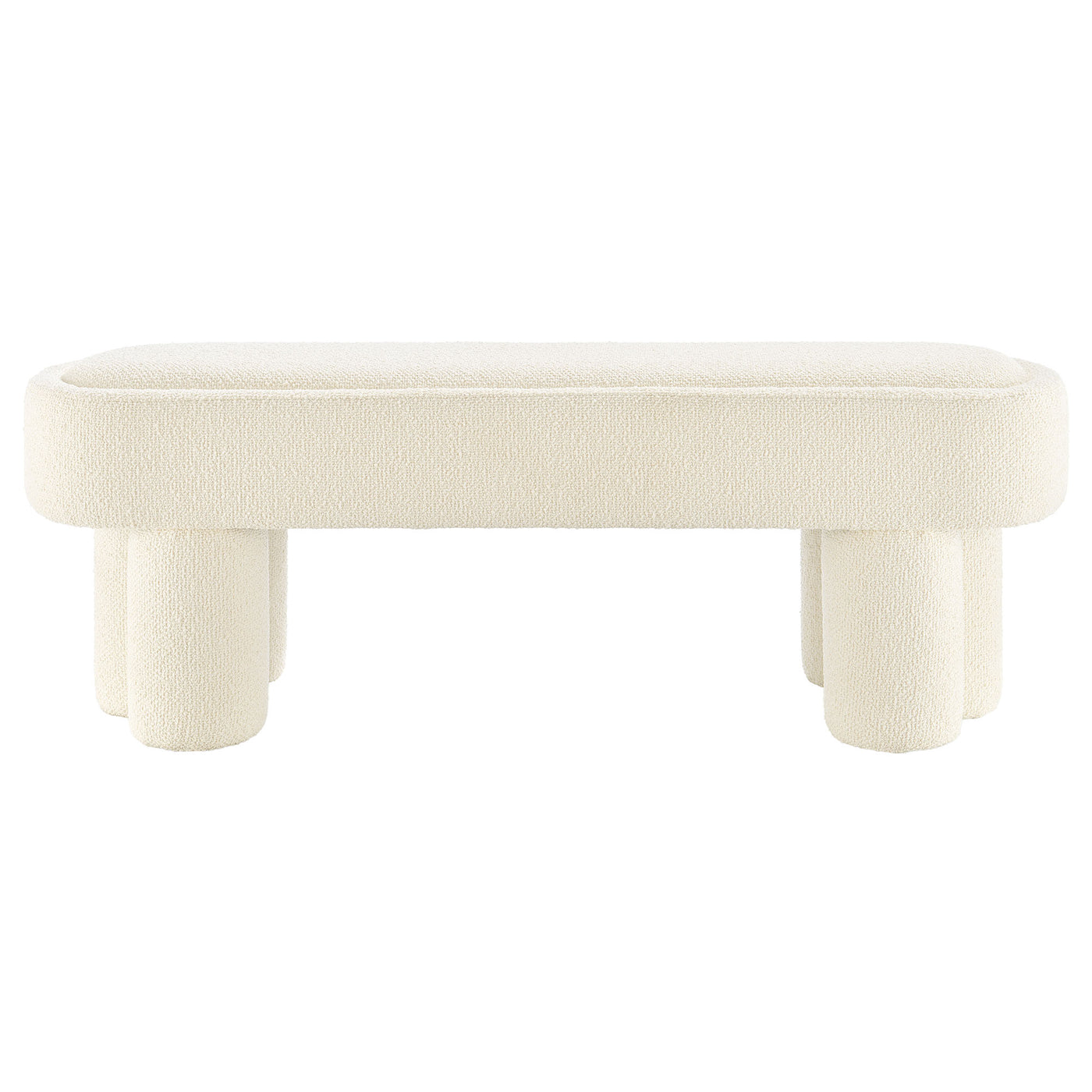 Mossi 52-Inch Oval Boucle Fabric Bench - Thumbnail 2