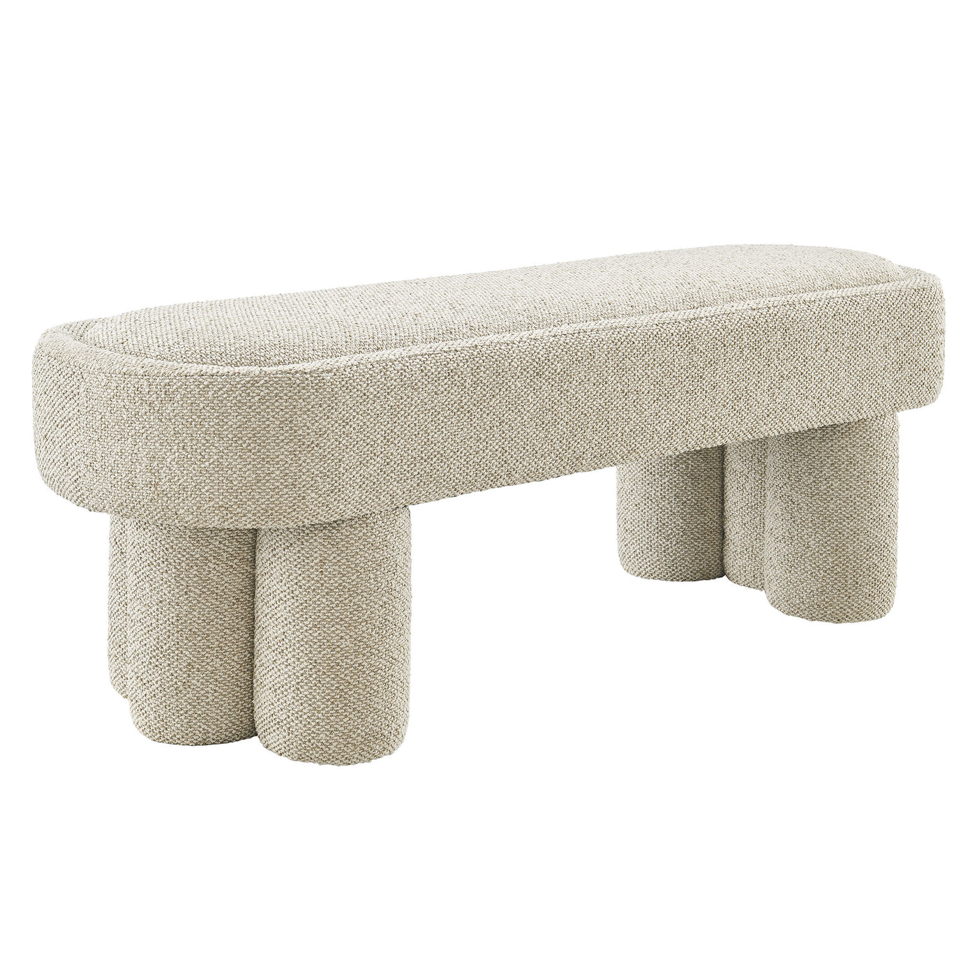 Mossi 52-Inch Oval Boucle Fabric Bench - Thumbnail 3
