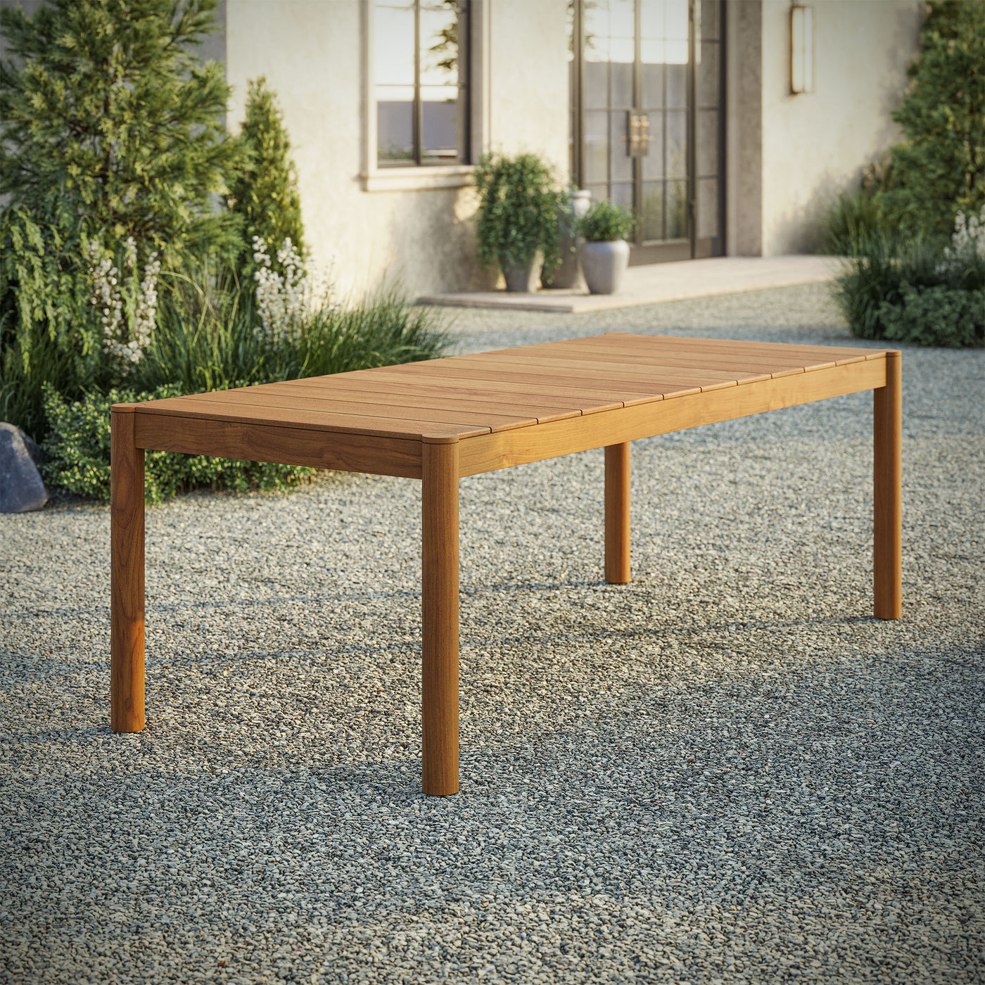Eleni 89-Inch Outdoor Patio Teak Wood Dining Table - Thumbnail 2