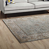 Silver Blue Beige and Brown / 5x8