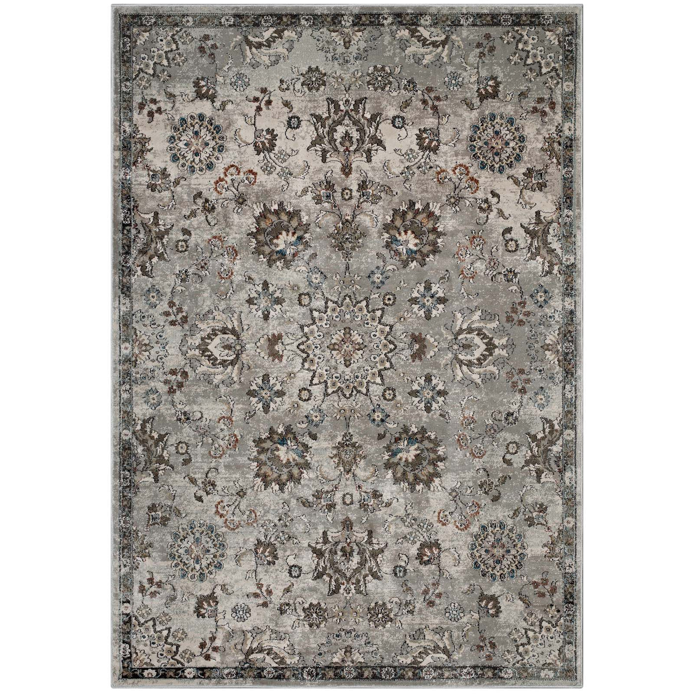 Silver Blue Beige and Brown / 5x8