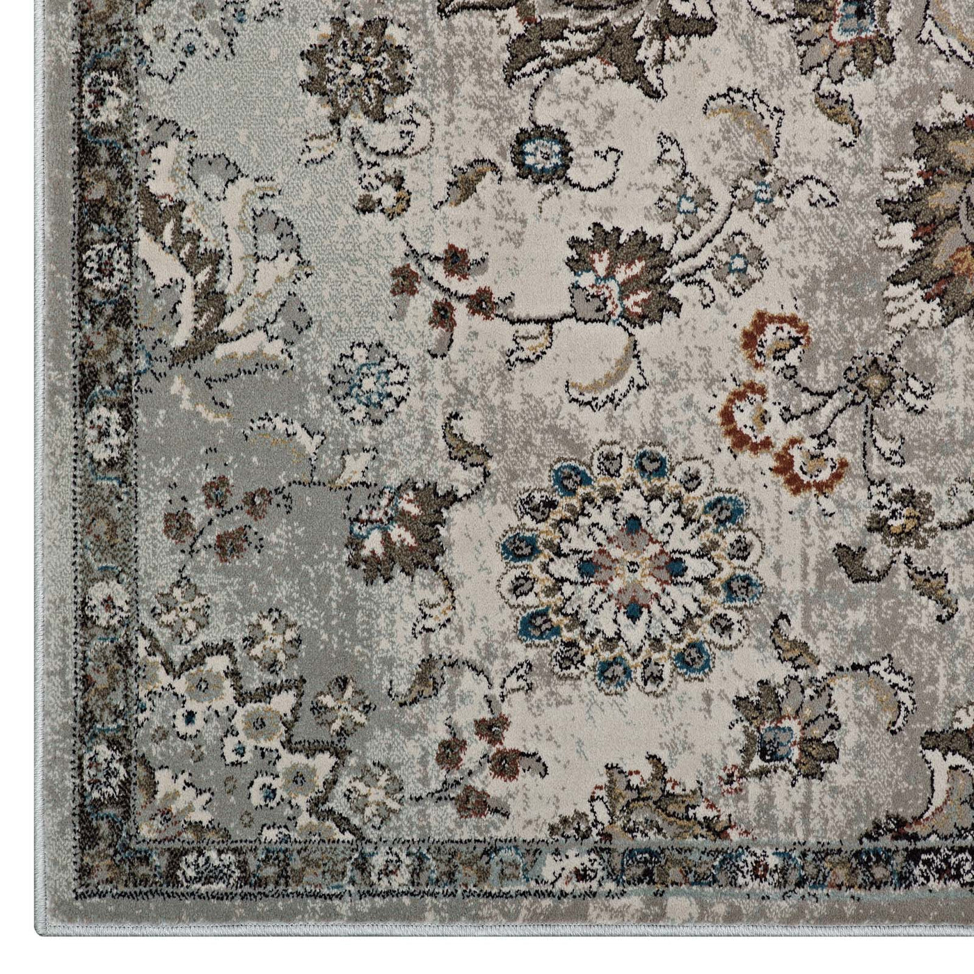Silver Blue Beige and Brown / 5x8