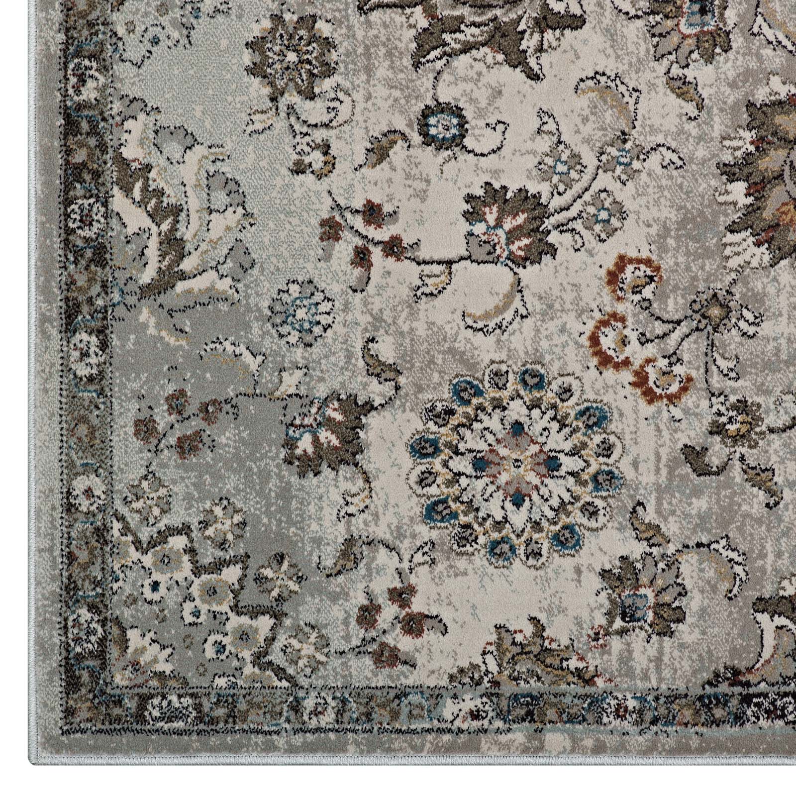 Silver Blue Beige and Brown / 5x8