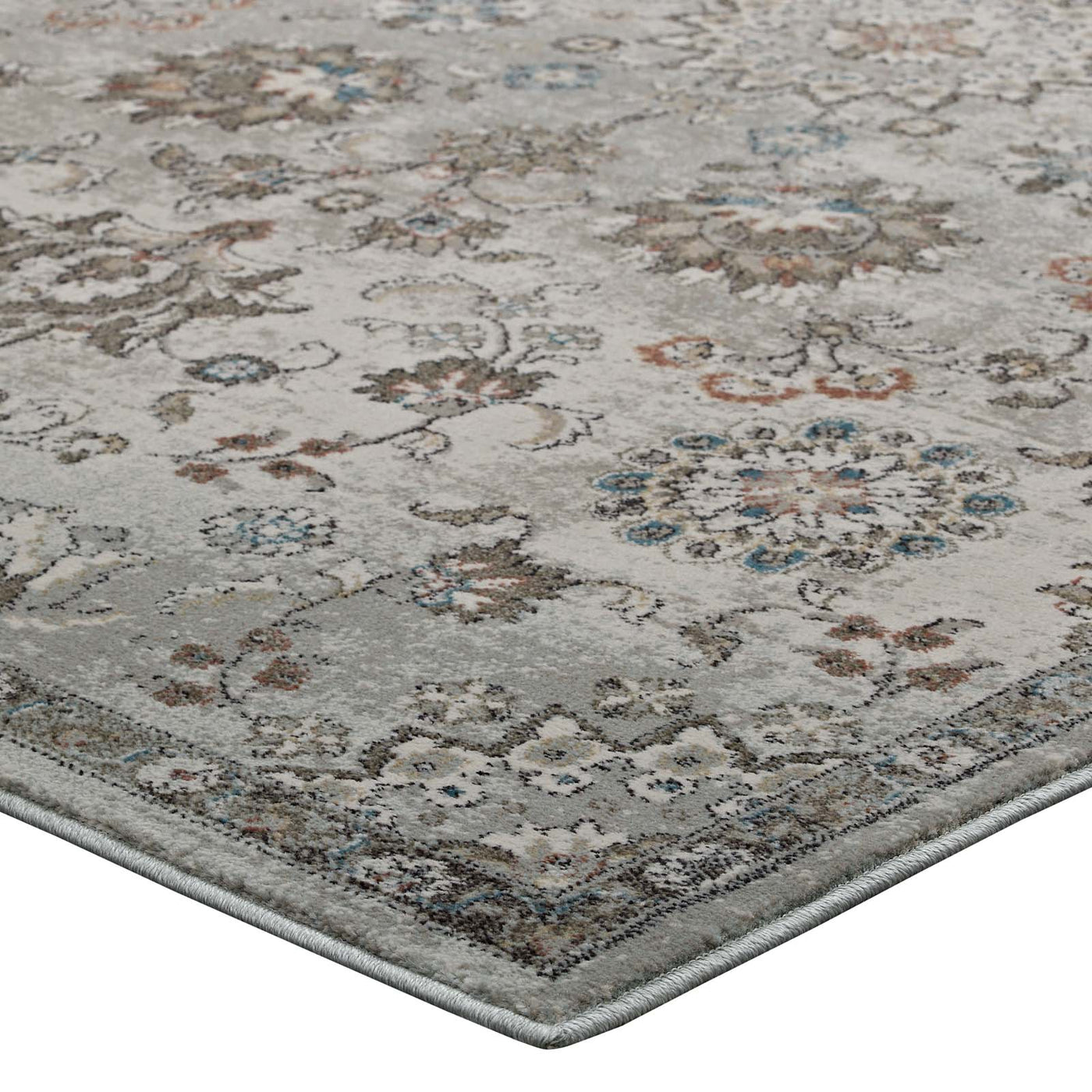 Silver Blue Beige and Brown / 5x8