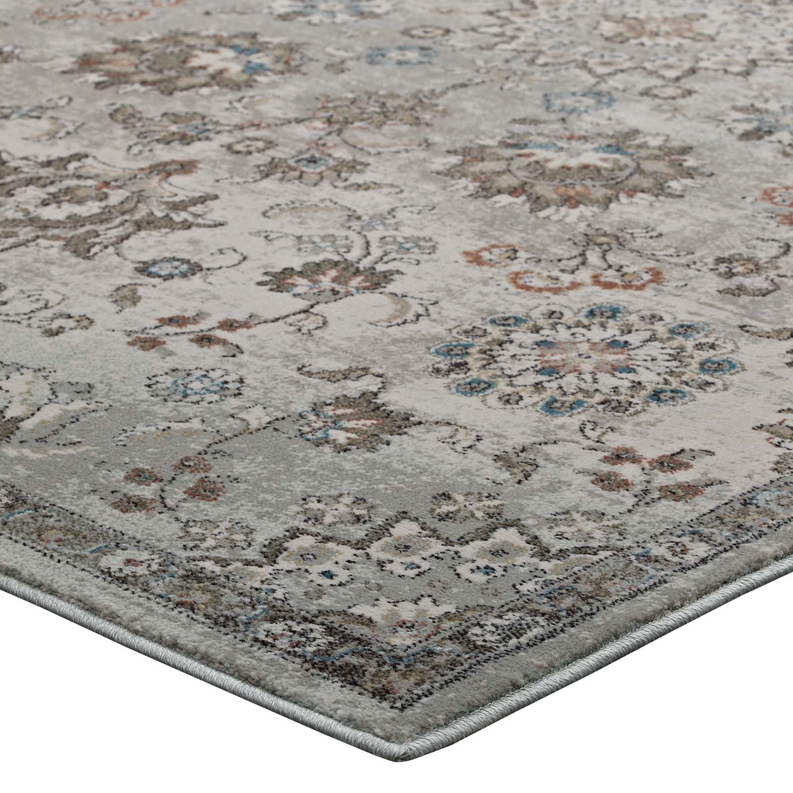 Silver Blue Beige and Brown / 5x8