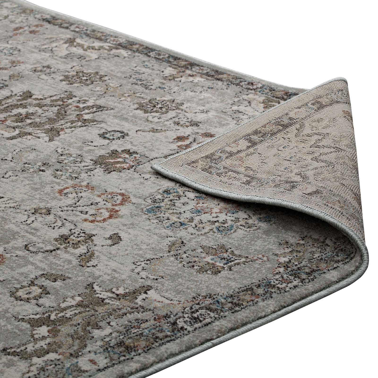 Silver Blue Beige and Brown / 5x8