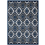 Ivory Moroccan Blue and Brown / 5x8