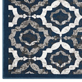 Ivory Moroccan Blue and Brown / 5x8