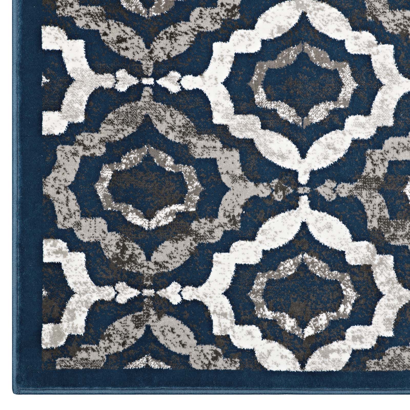 Ivory Moroccan Blue and Brown / 5x8