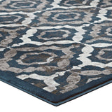 Ivory Moroccan Blue and Brown / 5x8