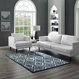 Ivory Moroccan Blue and Brown / 5x8