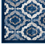 Beige Moroccan Blue and Ivory / 5x8