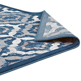 Beige Moroccan Blue and Ivory / 5x8