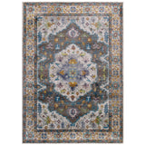 Gray Ivory Yellow Orange / 5x8