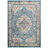 Light Blue Ivory Yellow Orange / 4x6