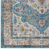 Light Blue Ivory Yellow Orange / 8x10