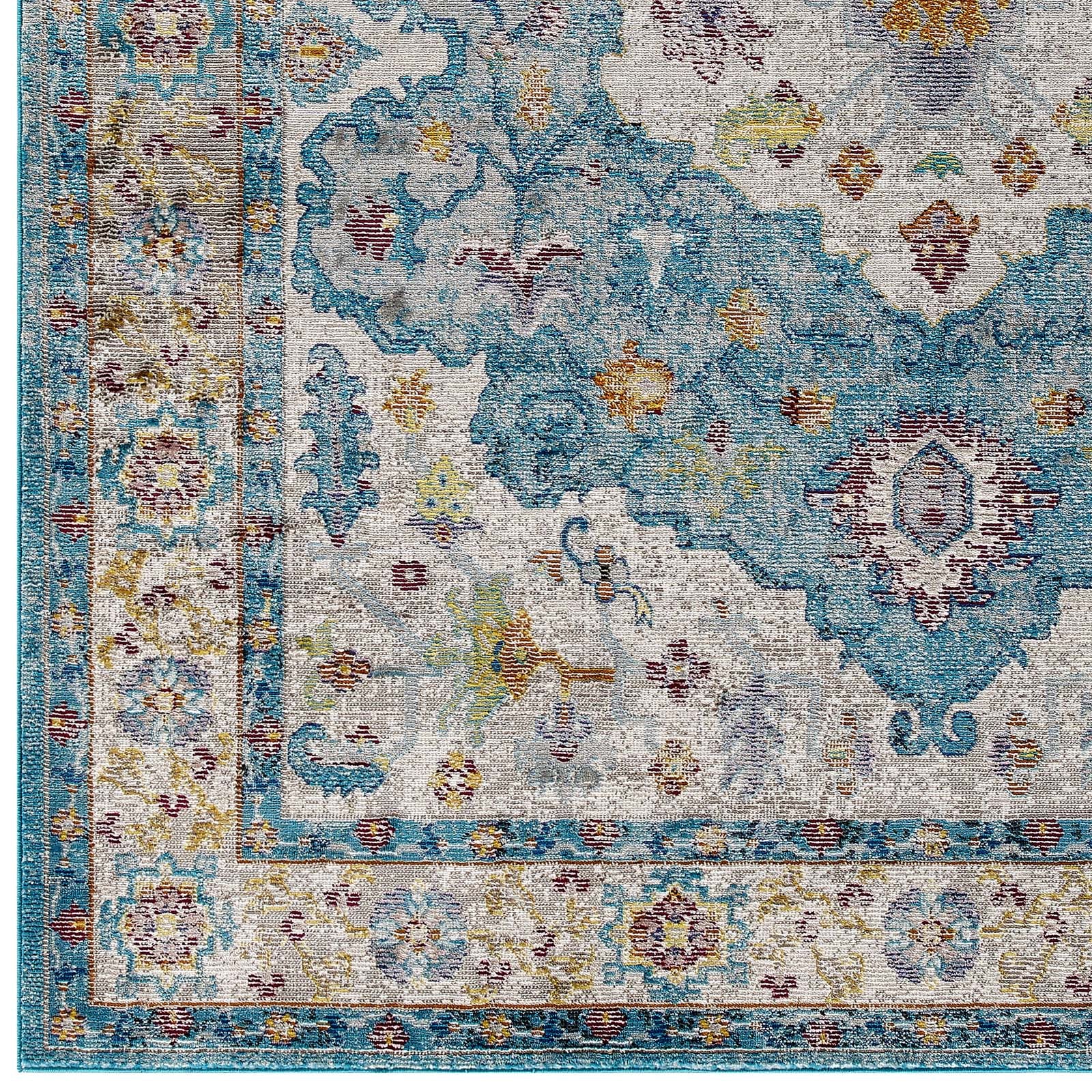 Light Blue Ivory Yellow Orange / 8x10