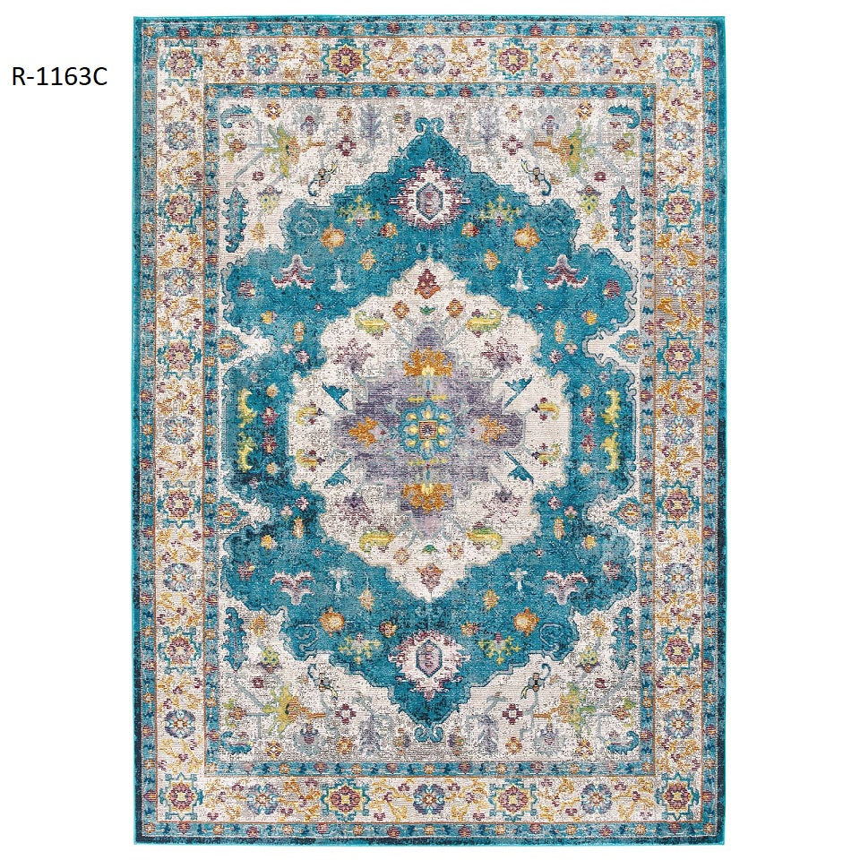 Blue Ivory Yellow Orange / 5x8